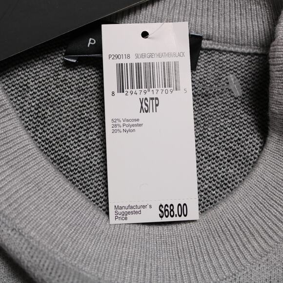 Premise Gray Black Polka Dot Puff Sleeve Stretch Knit Sweater Pullover Size XS - Picture 8 of 11